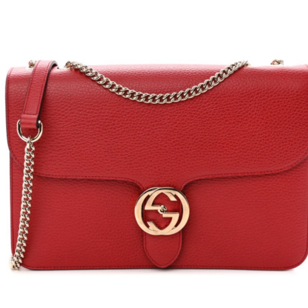 GUCCI
Dollar Calfskin Interlocking G Shoulder Bag Red